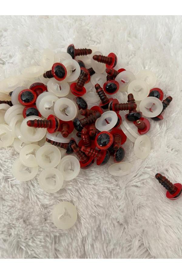 Trendhobievi Amigurimi Vidalı İthal 15 Milim Kırmızı Göz ( 25 Çift ) - Image 1