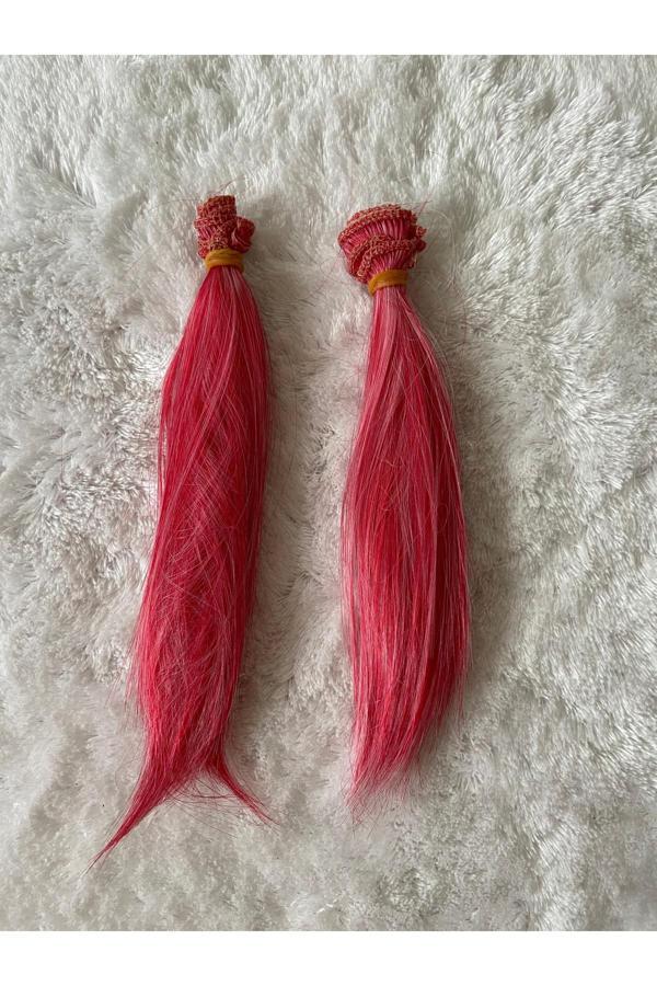 Trendhobievi Amigurumi Sentetik Saç Oyuncak Bebek Saçı 20 Cm ( 2 Adet Fiyatı ) Kırmızı - Image 1