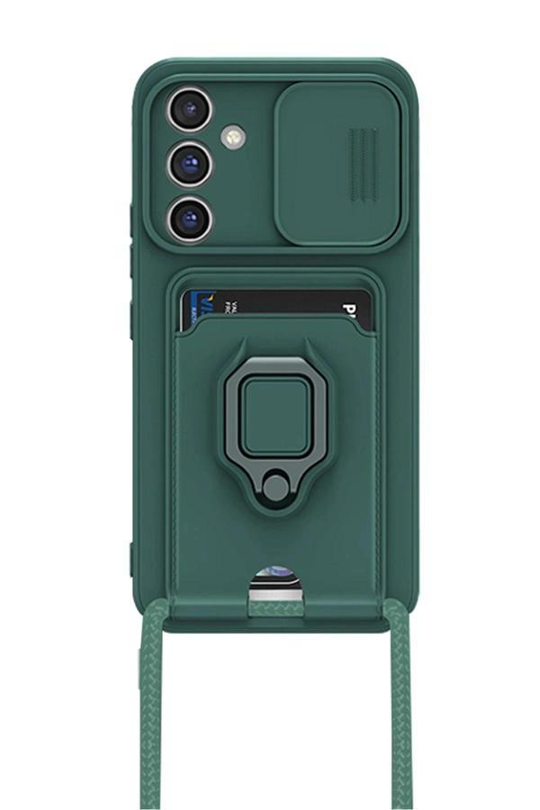 Samsung Galaxy A25 5G Kılıf Zuma Kartvizitli Yüzüklü Silikon - Yeşil-(5796) - Image 1