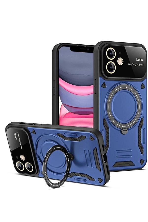 iPhone 11 Kılıf Joy Lens Standlı Kapak - Lacivert-(5796) - Image 1