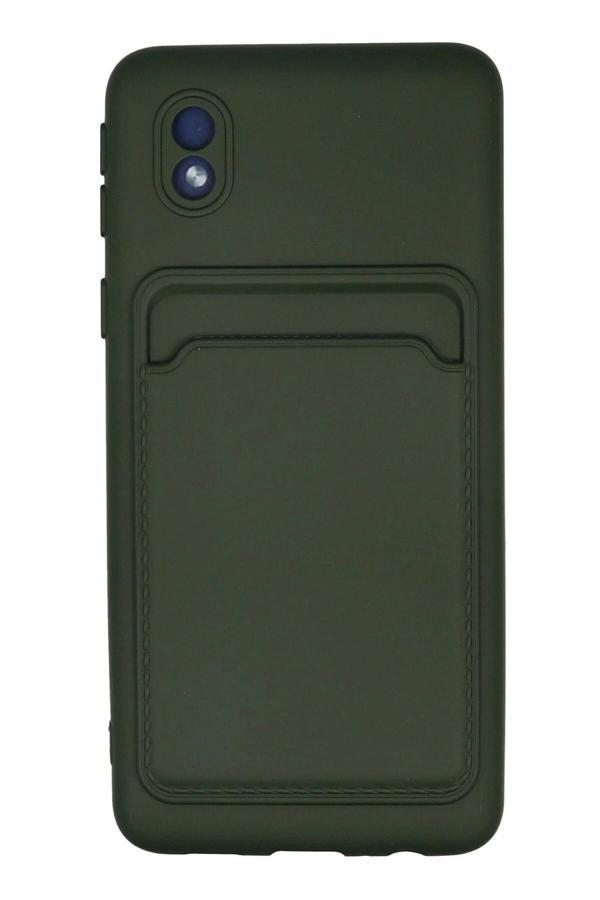 Samsung Galaxy A01 Core Kılıf Kelvin Kartvizitli Silikon - Koyu Yeşil-(5796) - Image 1