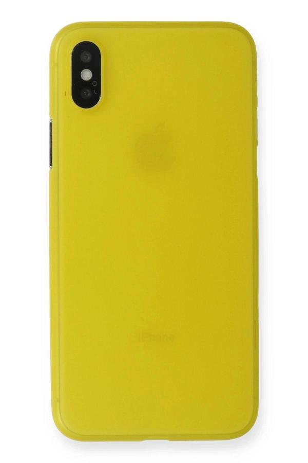 iPhone X Kılıf PP Ultra İnce Kapak - Sarı-(5796) - Image 1