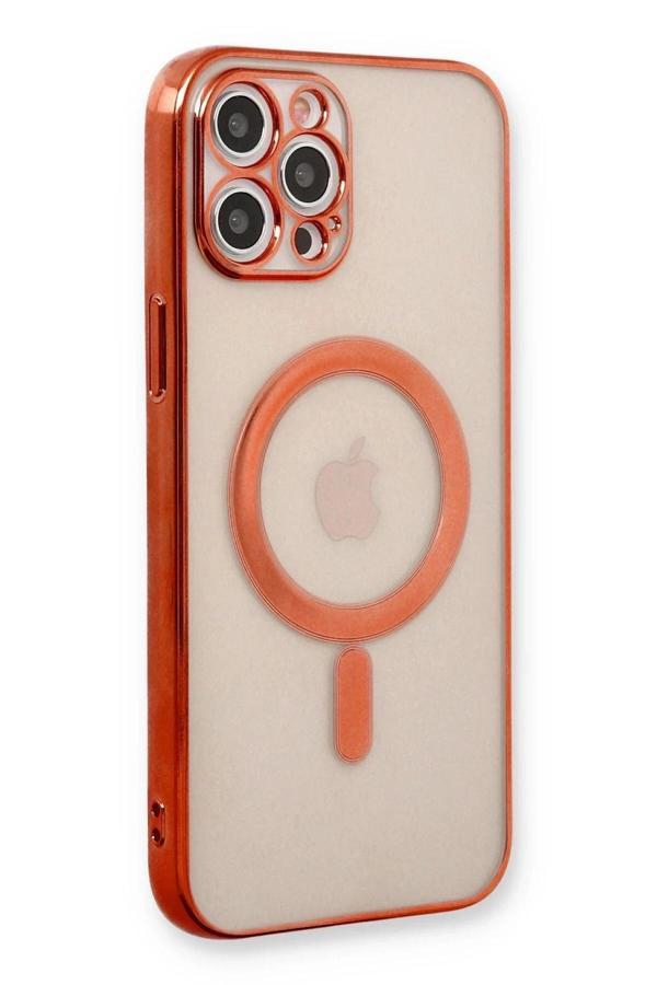 iPhone 12 Pro Kılıf Magneticsafe Lazer Silikon - Kırmızı-(5796) - Image 1