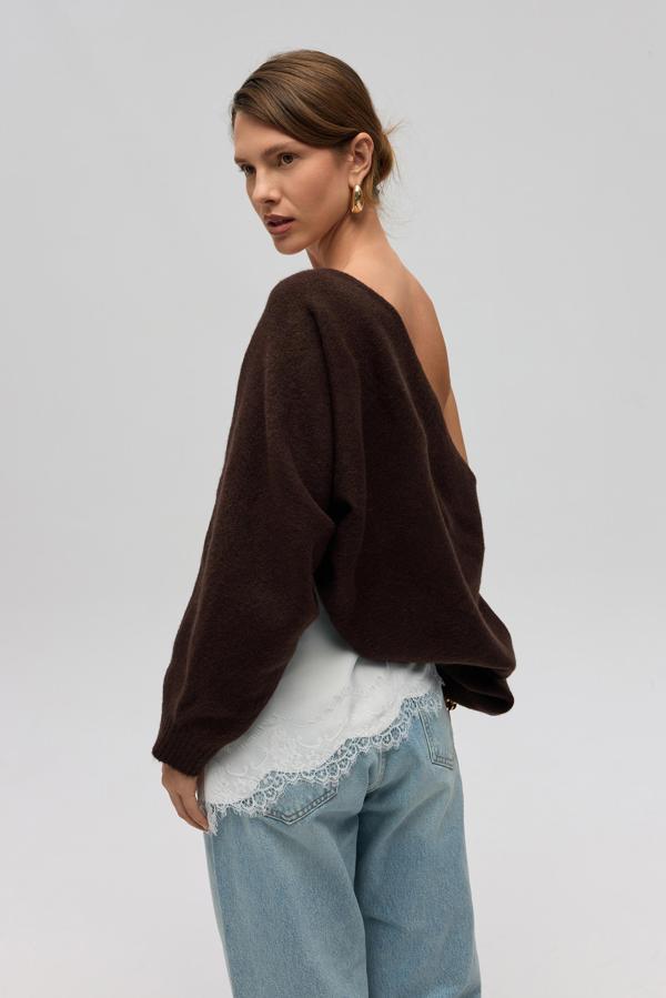 Ardor Uzun Kollu Kahve Triko Bolero - Image 1