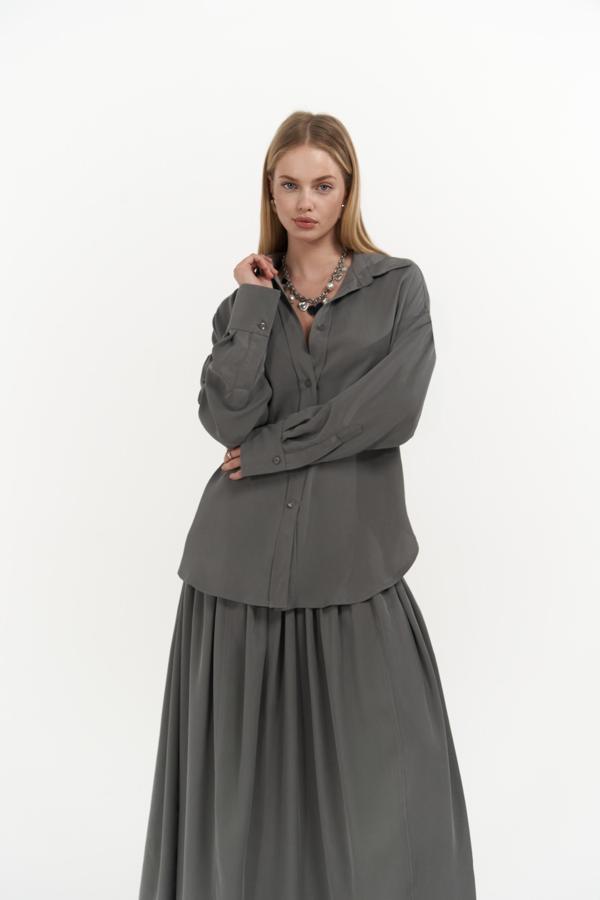 Ginevra Gri Gömlek Etek Takım - Image 1