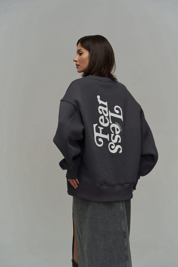 Fear Less Antrasit Unisex Oversize Sweatshirt - Image 1