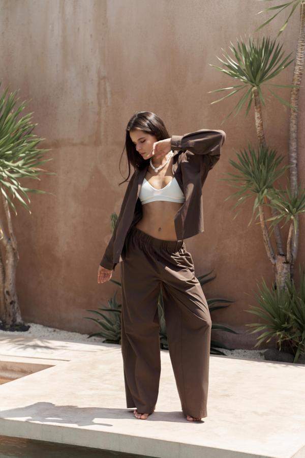 Mirabella Kahve Gömlek Pantolon Takım - Image 1