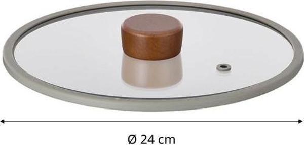 Neoflam 0128 D-NEOG024 FIKA 24CM DUZ SILIKON CERCEVELI CAM KAPAK GRI - Image 1