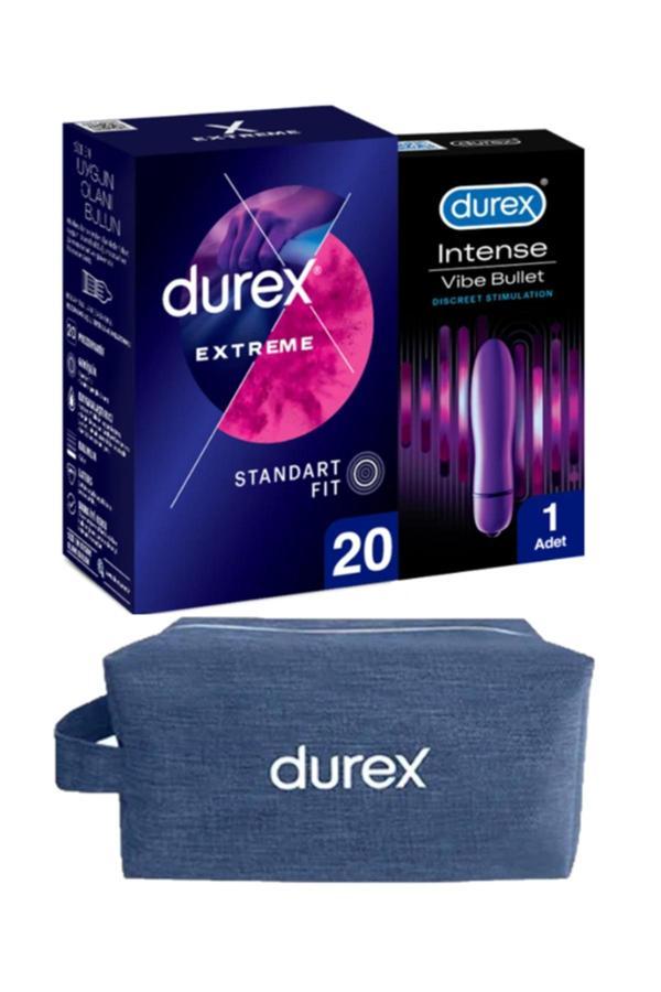 Durex Vibe Bullet Titreşimli Vibratör + Durex Extreme 20 Adet Prezervatif+ Çanta - Image 1