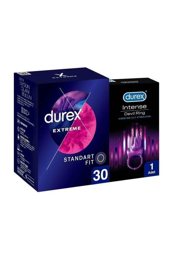 Durex Extreme Geciktiricili Ve Tırtıklı Prezervatif 30Lu +Intense Devil Ring Titreşimli Halka Fırsat Paket - Image 1