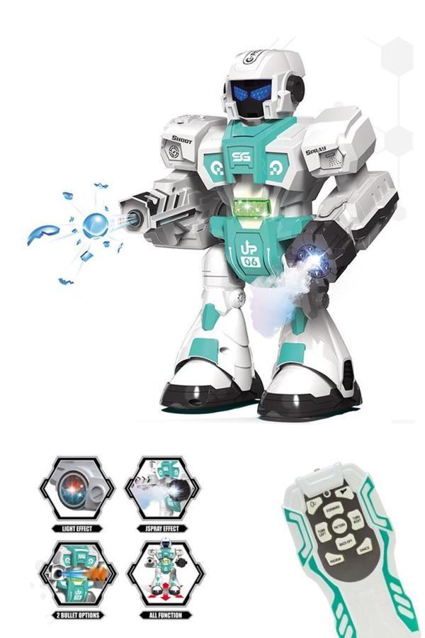 Pilli Işıklı Sesli Full Fonksiyon Duman ve Su Balonu Atan Kumandalı Robot Oyuncak - Image 1
