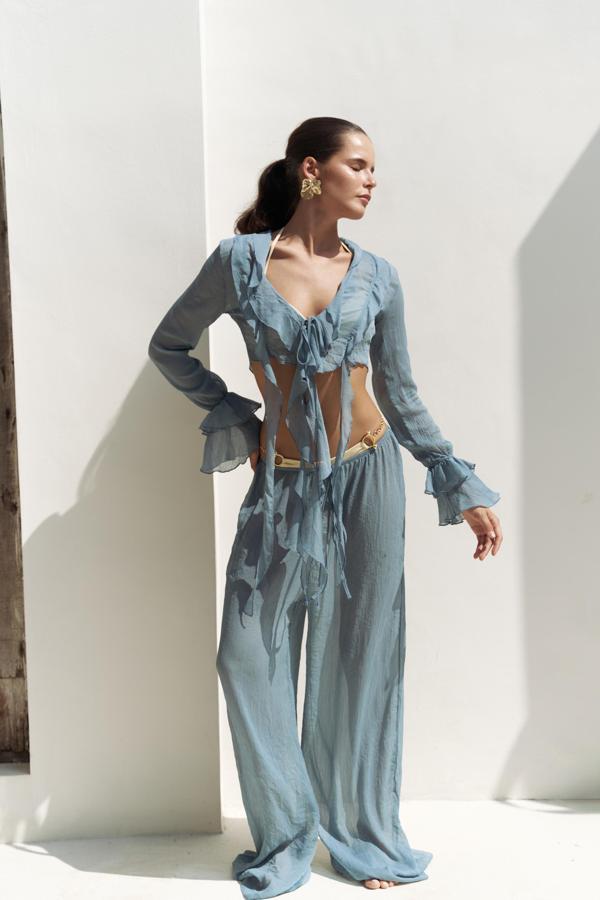 Olivia Mavi Gömlek Pantolon Takım - Image 1