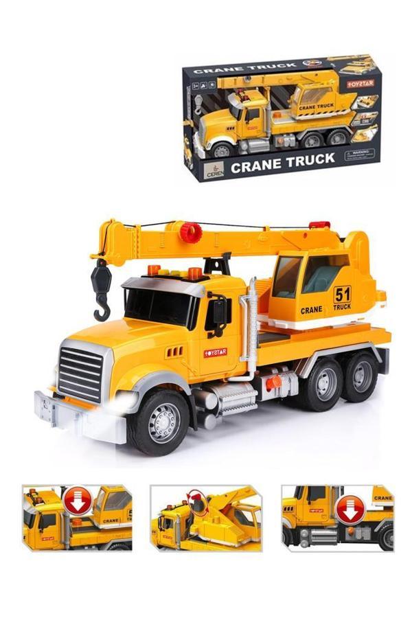 Işıklı Sesli Pilli Amerikan Tip Oyuncak Vinç Kamyonu İş Makinesi - Image 1