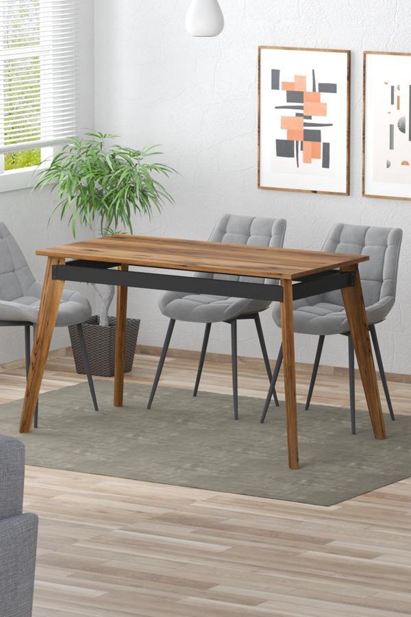 Tolia Home Yemek Masası Ceviz Renk Ahşap Ayaklı Suntalam Tablalı Mutfak Masası Yemek Masası Masa - Image 1
