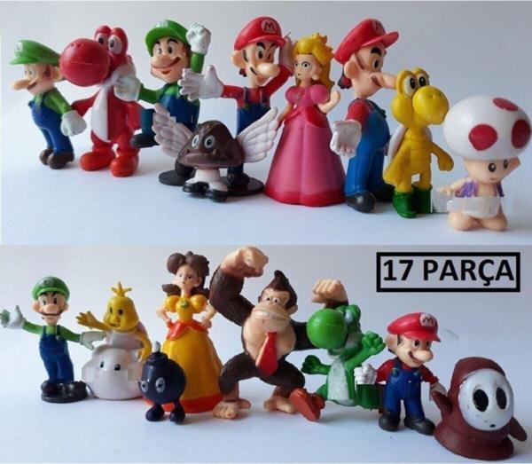 Actıon Süper Mario Oyuncak Ful Seti Tam 17 Parça Marıo Figür 17li Tam Seri - Image 1