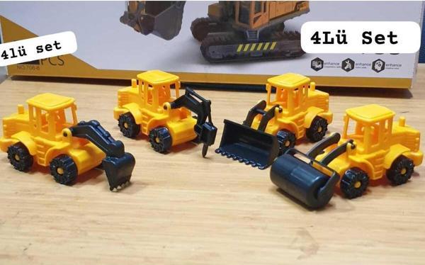 Hepsilazım Oyuncak iş Makineleri Seti / Yol Kazı Asfalt Kepçe Silindir (Hilti, Delici) İnşaat Araçları 4lü Set - Image 1