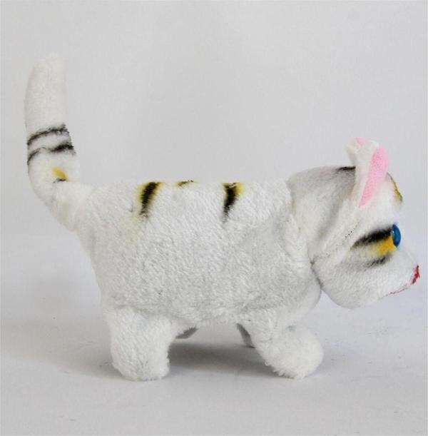 Halley Peluş Oyuncak Beyaz Renk Yürüyen Miyavlayan Kedi Işıklı Sesli Hareketli Peluş Kedi - Image 1