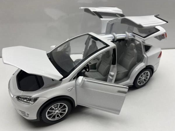 Hepsilazım Tesla Model X Metal Araba 23 Cm Sesli Işıklı Kapılar Bagaj Kaput Açılır Oyuncak Demir Araç Tesla - Image 1