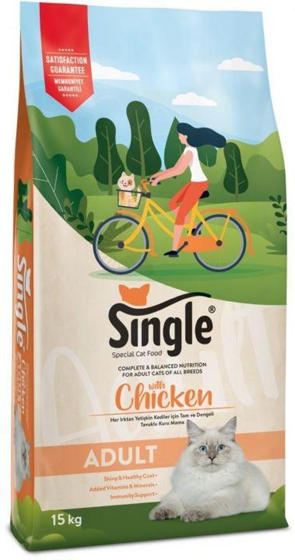 Single Tavuklu Yetişkin Kedi Maması 15 Kg - Image 1