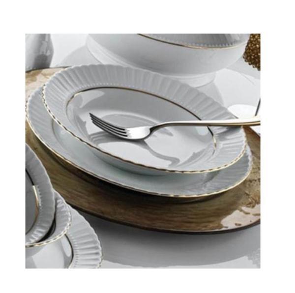 Kütahya porselen tabak sedef yaldızlı 48 prç. yemek takımı - Image 1