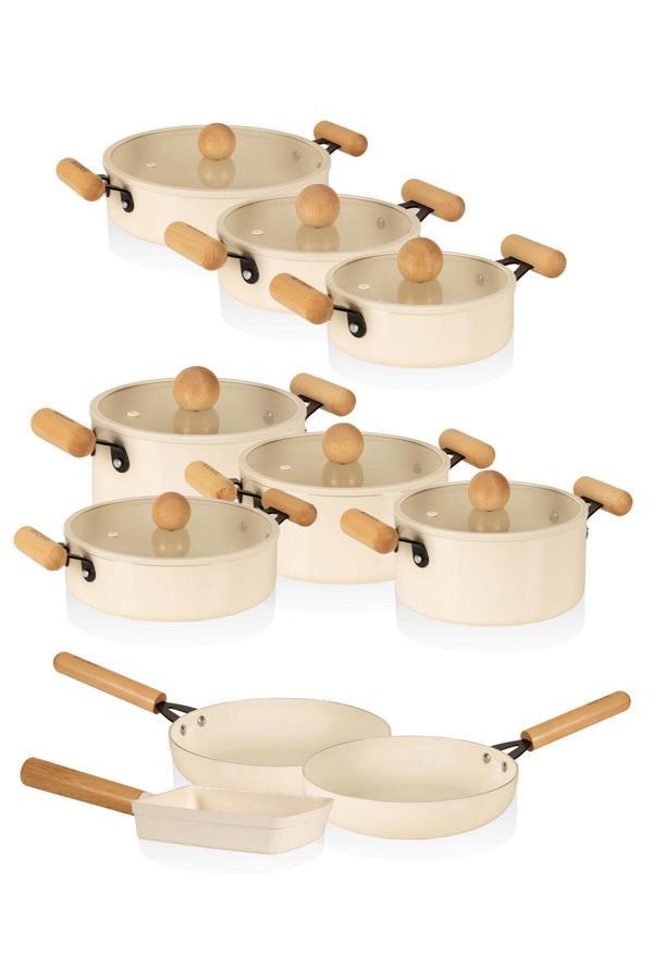 The mia cucina 17 parça full tencere tava çeyiz seti takımı - indüksiyonlu ocaklara uyumlu - Image 1