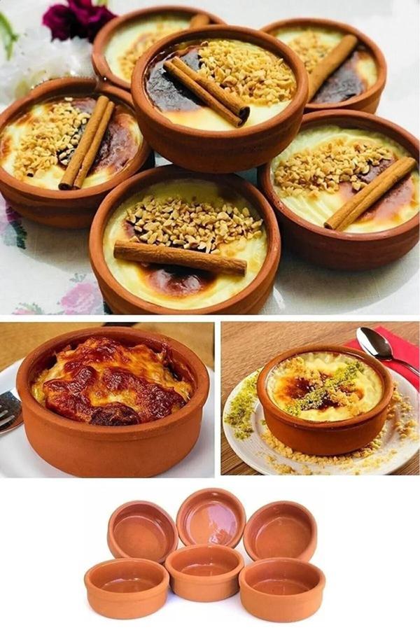 Çömlek sütlaç kabı - toprak fırın güveç - suffle kabı 12 li - Image 1