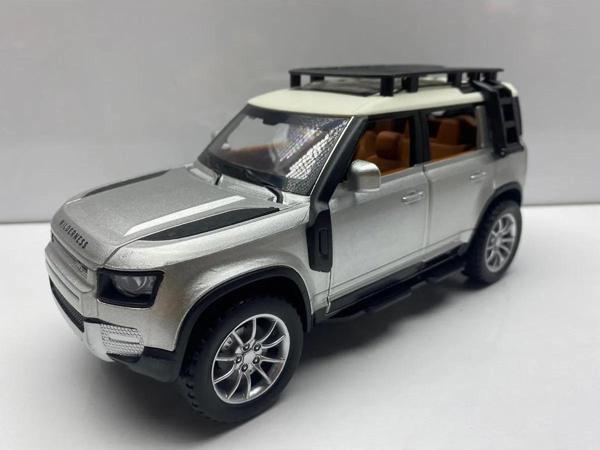 Hepsilazım Land Rover Defender Metal Araba 23 Cm Sesli Işıklı Kapılar Bagaj Kaput Açılır Oyuncak Demir Araç - Image 1