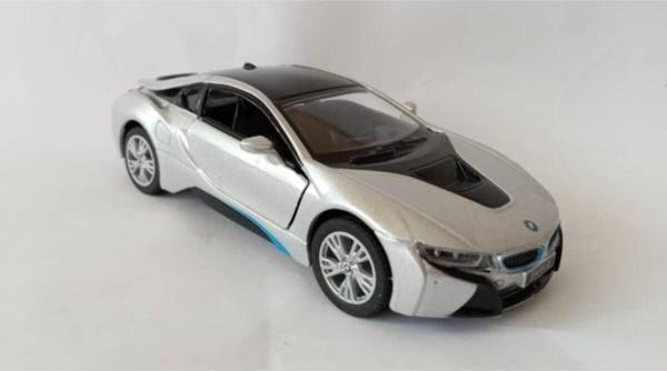 Kinsmart Bmw I8 - Çek Bırak 5inch. Lisanslı Model Oyuncak Araba 1:36 Gri - Image 1