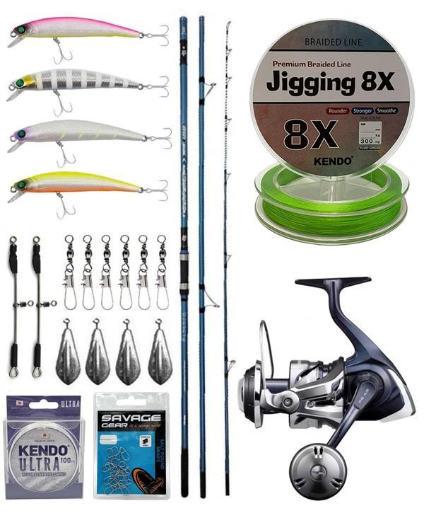 YekOutdoor Profesyonel Olta Seti Okuma Surfliner+ Surf 420cm 100-250gr 3 Parça Olta Kamışı&Shimano Makina Twin Power 800 - Image 1