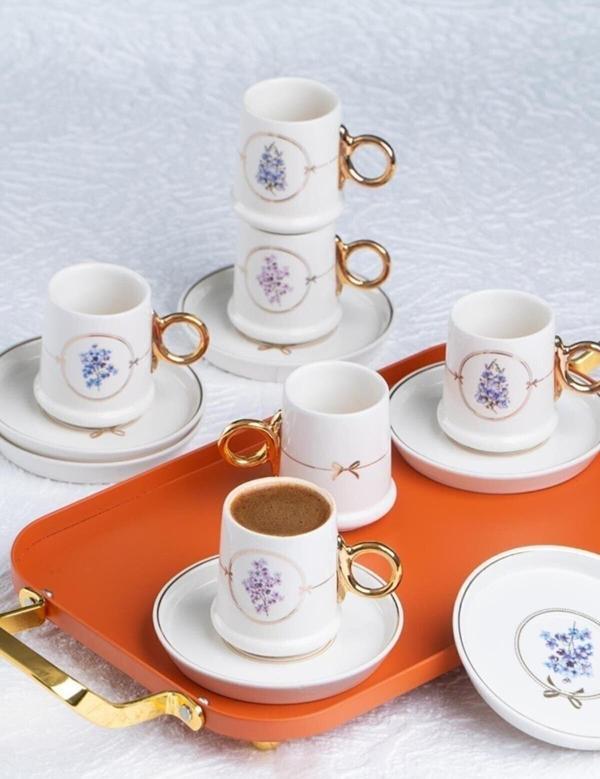 Acar Wild Rose 6 Kişilik Porselen Kahve Fincanı Takımı 11825 - Image 1
