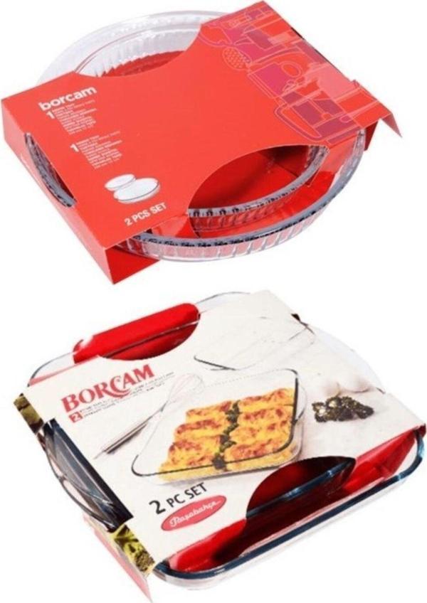 Paşabahçe Borcam 2'li Kare+2'li Yuvarlak Tepsi - Image 1