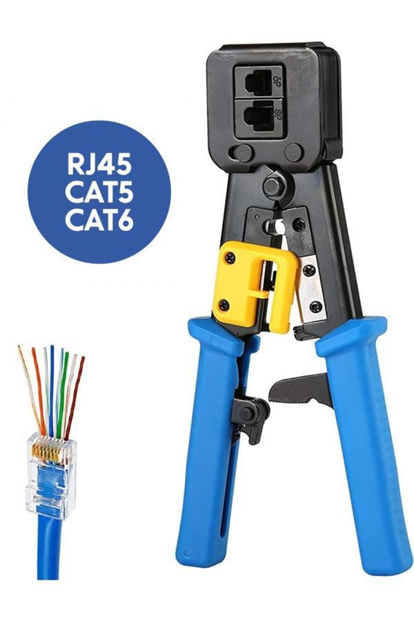 Ez RJ45 RJ11 RJ12 Cat5 ve Cat6 Kolay Taşınabilir Ethernet Konnektörü Oyma Kesme Sıkma Pensesi - Image 1