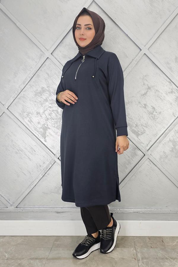 KADIN FERMUARLI BAĞCIKLI TESETTÜR TUNİK - Image 1
