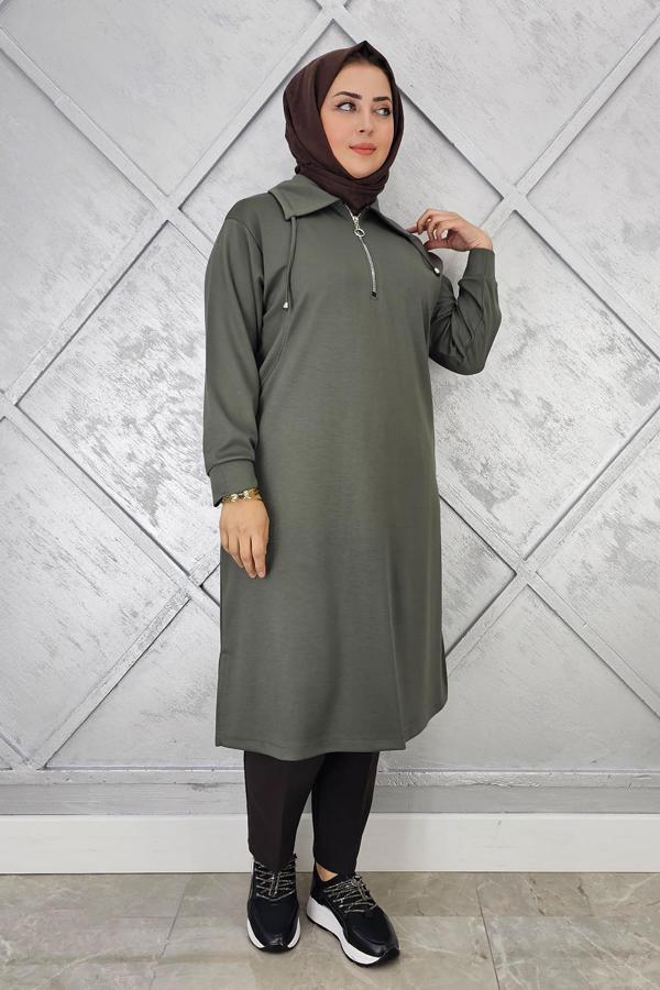 KADIN FERMUARLI BAĞCIKLI TESETTÜR TUNİK - Image 1