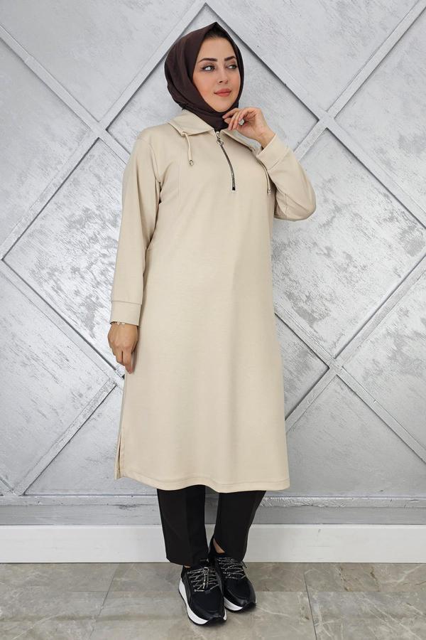KADIN FERMUARLI BAĞCIKLI TESETTÜR TUNİK - Image 1