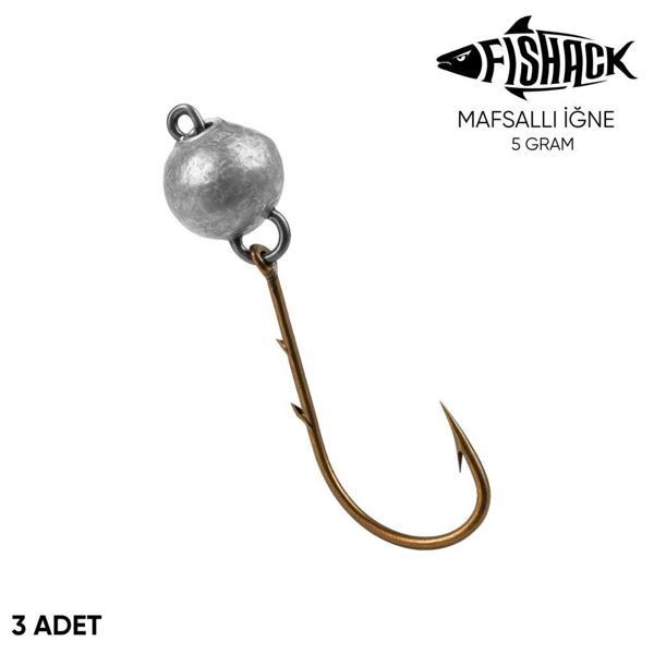 Mafsallı Jighead - Hareketli Kurşunlu İğne - Fishack - 5 Gram - 3'lü Paket - Image 1