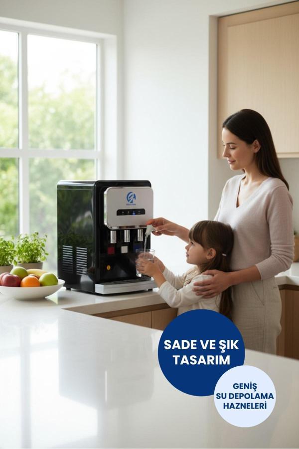 Arıtmalı Tezgah Üstü Su Sebili 80 GPD RO - Sıcak, Ilık ve Soğuk-Siyah (Üreticiden) - Image 1