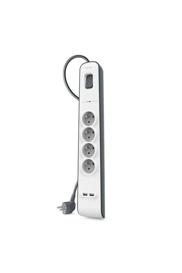 Belkin BSV401VF2M-V2 4'lü 2M Akım Korumalı Priz + 2'li 2.4A USB Girişi - Image 1