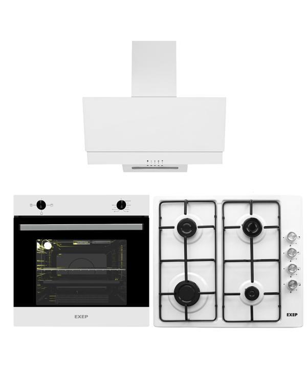 EXEP BASİC EĞİK BEYAZ ANKASTRE SET (ED401-EO330-EF200) - Image 1