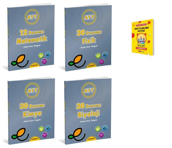Endemik AYT Matematik Fizik Kimya ve Biyoloji 4lü Denemeleri + Planlama Defteri - Endemik Yayınları - Image 1