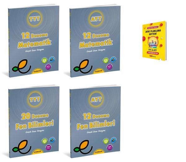 Endemik TYT - AYT Matematik ve Fen Bilimleri 4lü Deneme Seti + Planlama Defteri - Endemik Yayınları - Image 1
