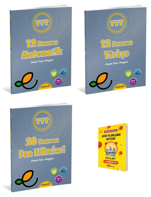 Endemik TYT Matematik Türkçe ve Fen Bilimleri 3lü Denemeleri + Planlama Defteri - Endemik Yayınları - Image 1