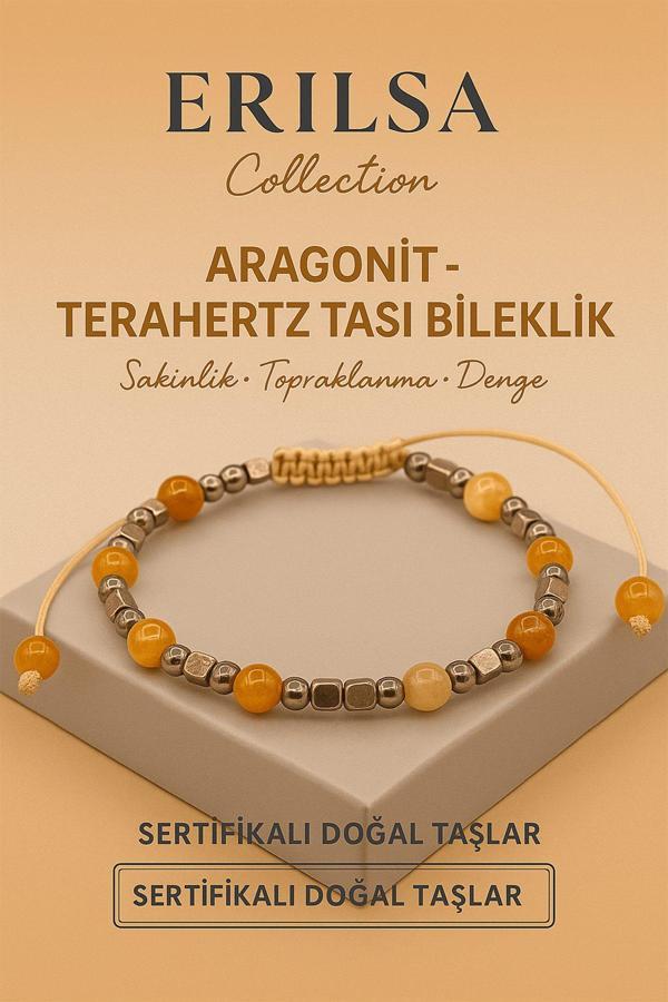 Sertifikalı Aragonit Doğal Taş Bileklik - Sakinlik Topraklanma Denge Taşı - Image 1