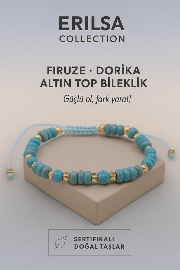 Sertifikalı Dorika Firuze Doğal Taş Bileklik – Güçlü Ol, Fark Yarat - Image 1