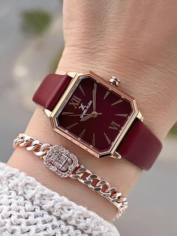 Daniel Klein Deri Kordonlu 2 Yıl Garantili 3 Atm Suya Dayanıklı Kadın Kol Saati+Bileklik BD.13939.6 - Image 1