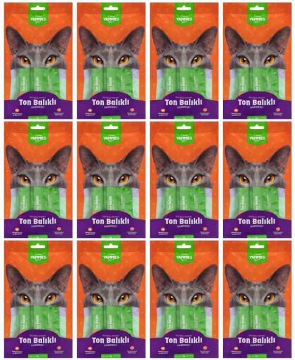 Kiwi Pets Kycc-50530 Yammies Ton Balıklı Karidesli Sıvı Kedi Ödül Maması*12 Paket - Image 1