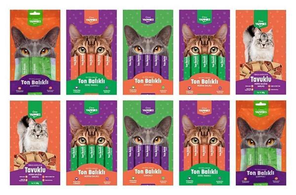 Kiwi Yammies Karışık Sıvı Kedi Ödül Maması*10 Paket - Image 1