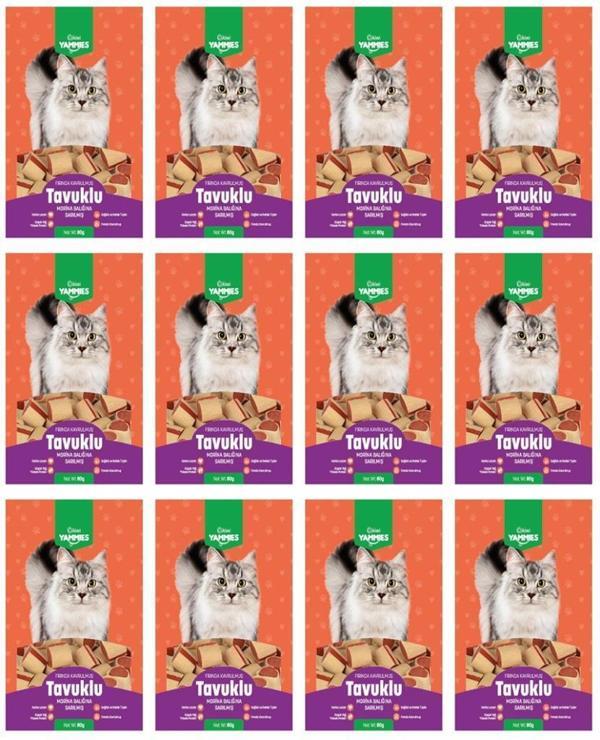 Kiwi Yammies Tavuklu Morina Balığına Sarılmış Kedi Ödül Maması*12 Paket - Image 1