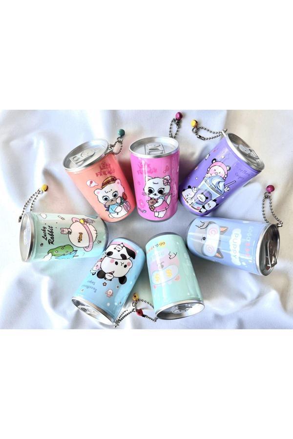 2 Adet Sevimli Kutu Kola Görünümlü Islak Mendil Anahtarlık Çanta Süsü Çocuk Okul Mendili - Image 1