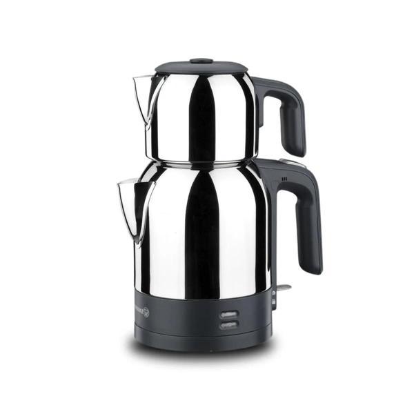 Korkmaz A359 Demkolik Elekt.Çaydanlık İnox/Siyah - Image 1